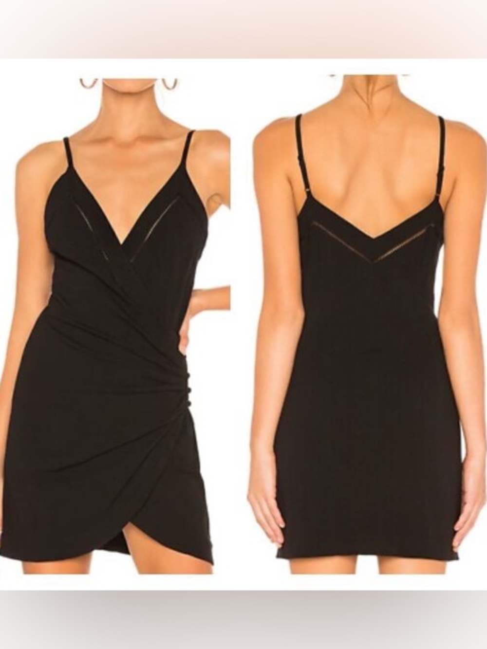 Free People Black Spaghetti-Strap Wrap Mini Dress